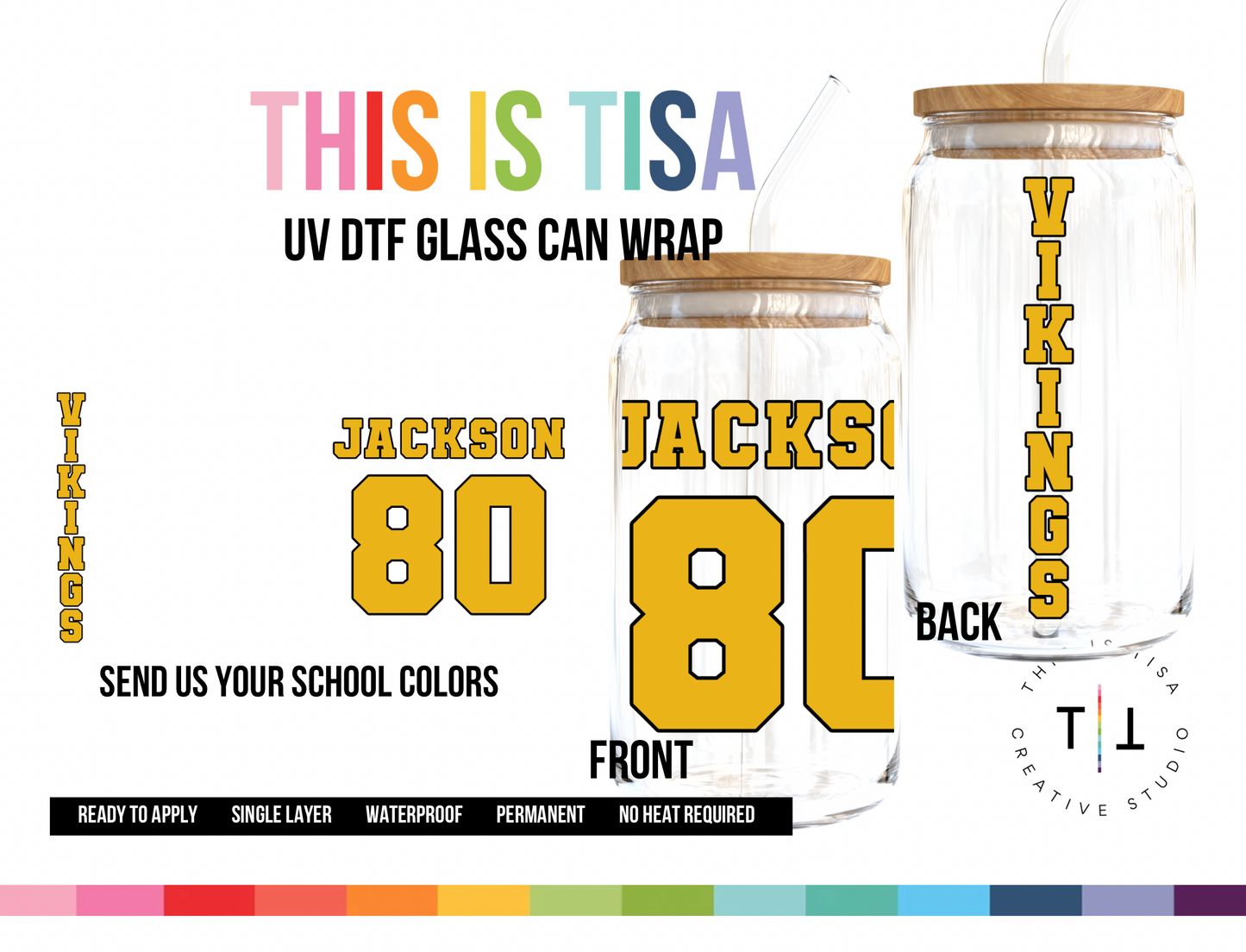 UV DTF Can Glass 16 oz Wrap: Custom Jersey