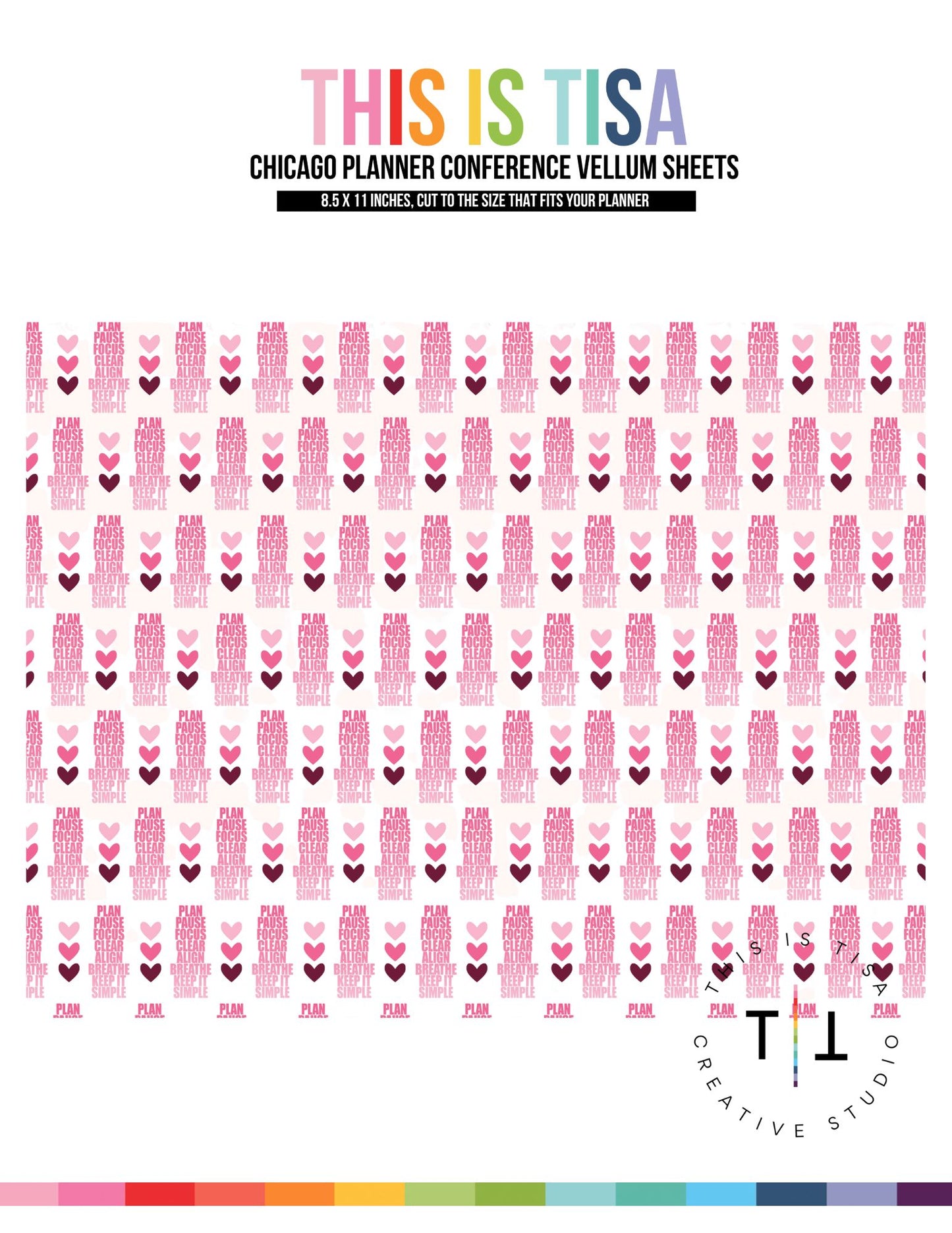 8.5x11" Vellum Sheets – Plan Pause Focus...READY TO SHIP