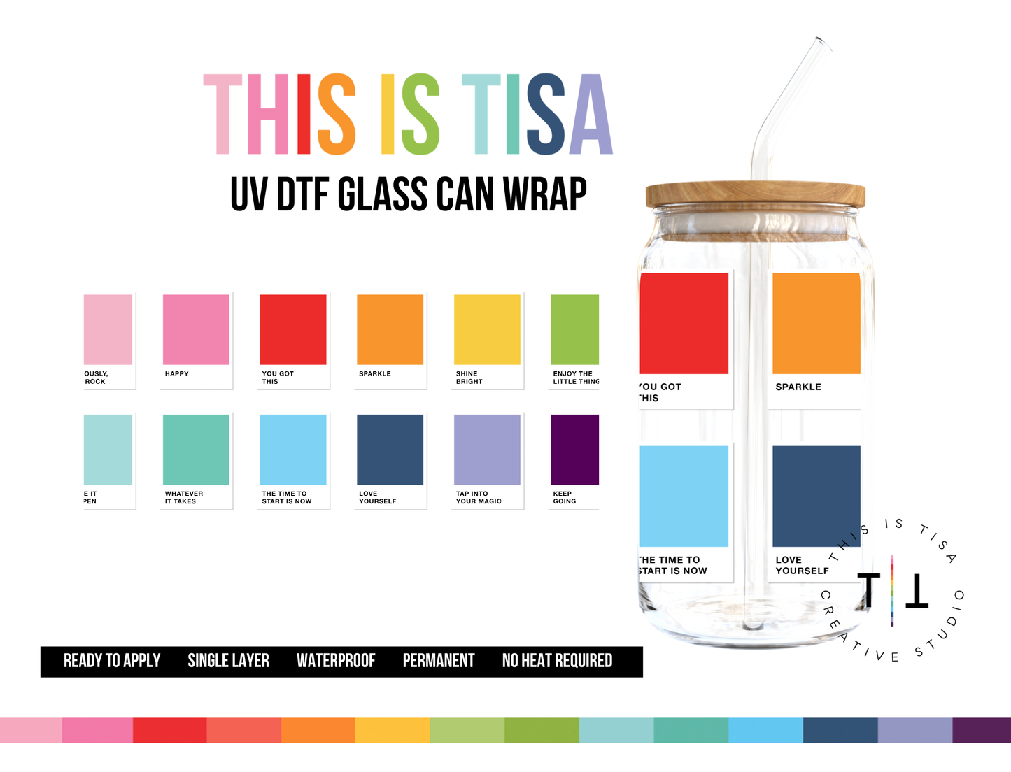 UV DTF Can Glass 16 oz Wrap: Pantone Inspire