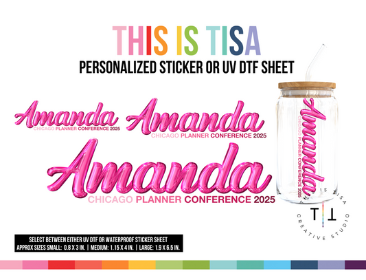 UV DTF or Sticker Sheet:  Personalized Planner Party Summit