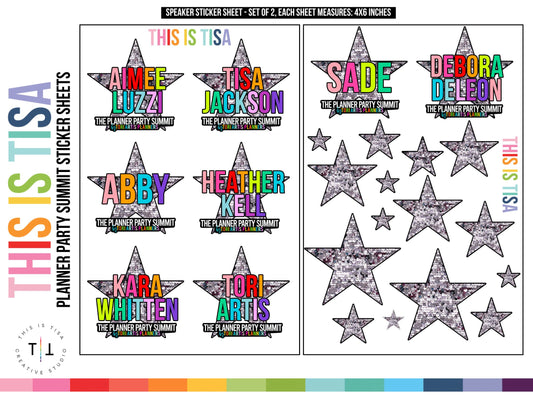 Set of 2 Sticker Sheets:  The Planner Party Speakers