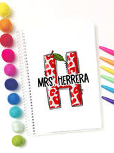 Load image into Gallery viewer, Personalized Teacher Apple Spiral Notebook
